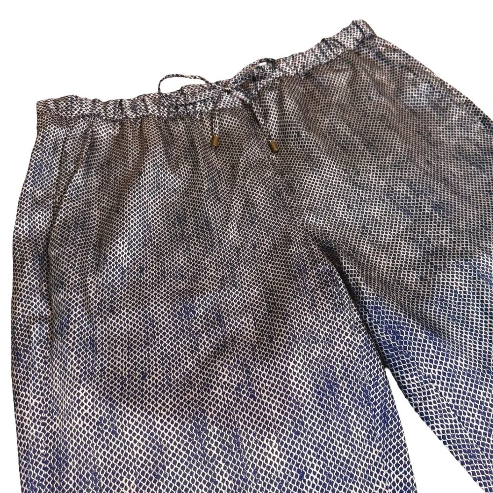 Eileen Fisher Silk Ankle Pants Small Midnight Chainette Print Pull On